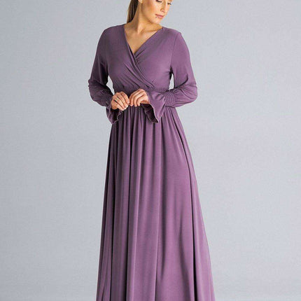 Chic Ruched Sleeve Evening Maxi Dress