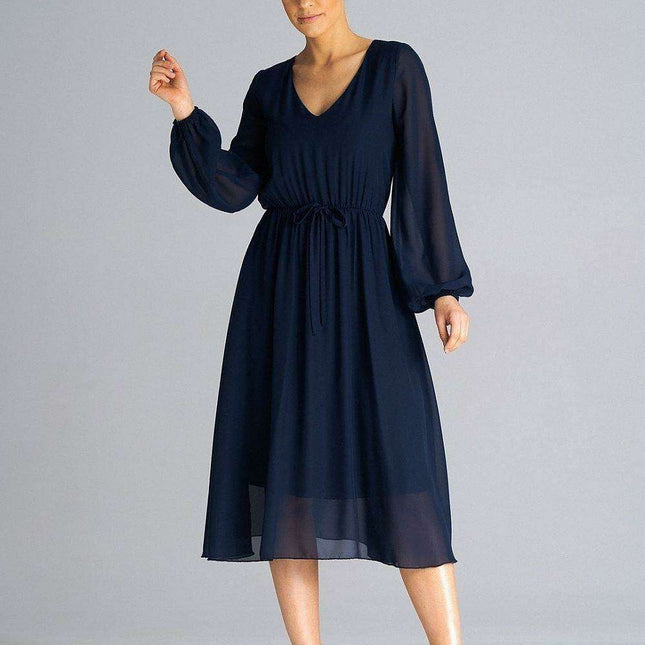 Elegant Flared Sleeve Midi Dress
