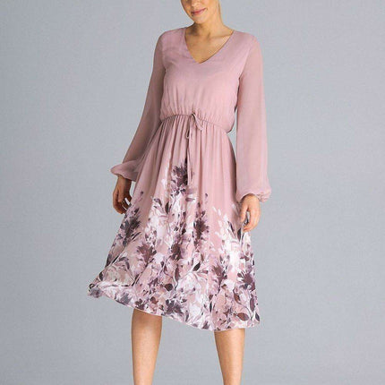 Elegant Flared Sleeve Midi Dress