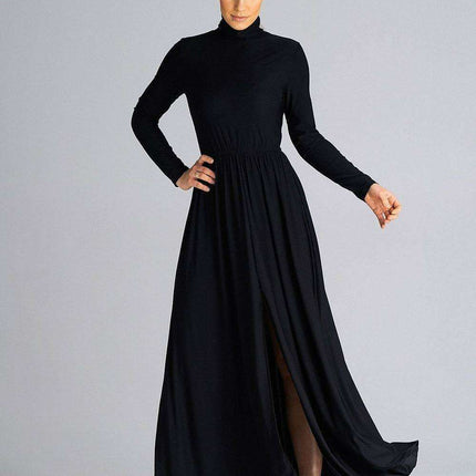 Sophisticated Turtleneck Flared Maxi Dress for Effortless Daytime Style
