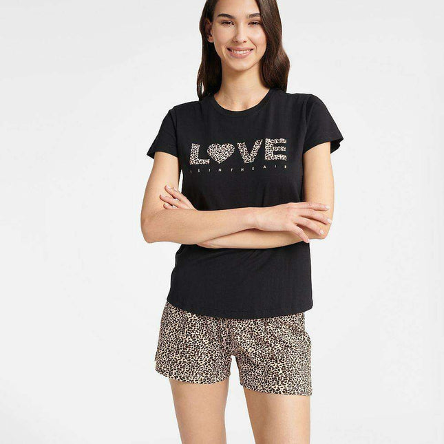 Women's Chic Animal Print Cotton Sleepwear Set - Summer Edition