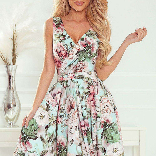 Bottle Green Asymmetrical Cocktail Dress by Numoco