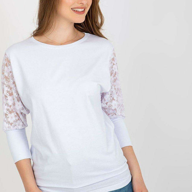 Elegant Lace Detail Blouse With Subtle Lace Sleeves