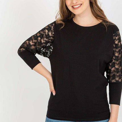 Elegant Lace Detail Blouse With Subtle Lace Sleeves