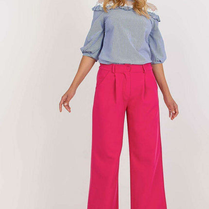 Elegant High Waisted Pleated Trousers By Italian Moda
