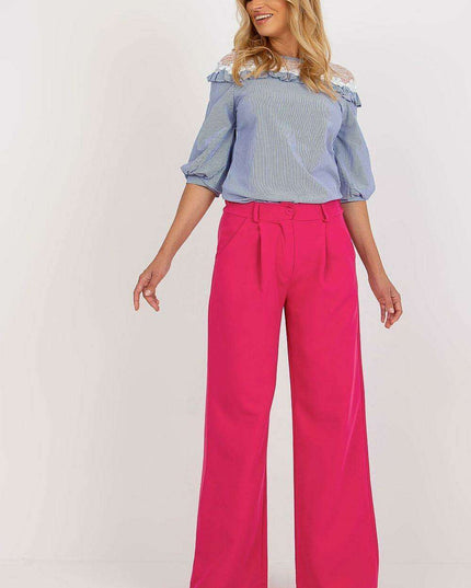 Elegant High Waisted Pleated Trousers By Italian Moda