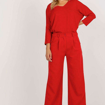 Elegant High Waisted Pleated Trousers By Italian Moda