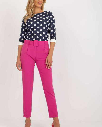 Elegant High Waisted Pants With Chic Belt And Pockets