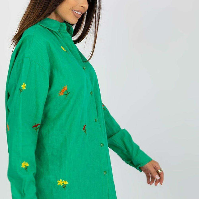 Embroidered Floral Loose-Fit Long Sleeve Blouse for Women