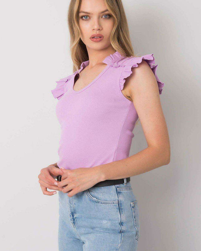 Elegant Butterfly Sleeve Cotton Blend Top