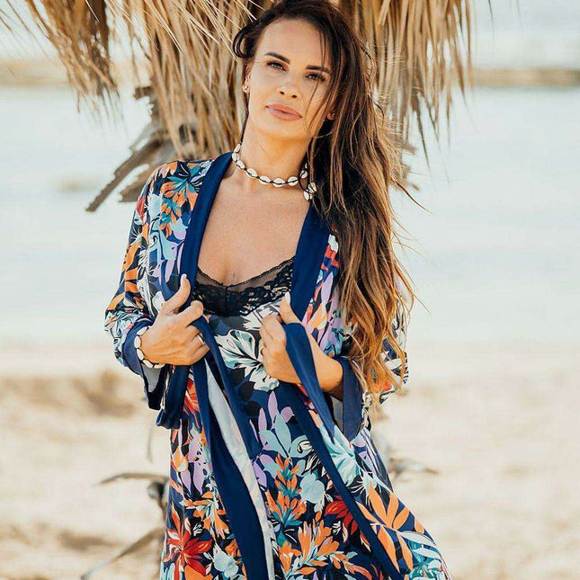 Floral Whispers 3/4-Sleeve Lounge Robe