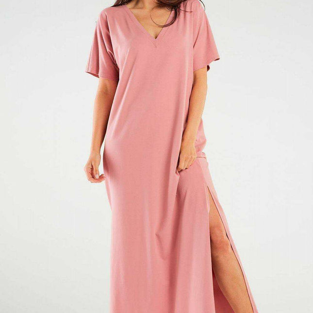Feminine Elegance Side-Slit Maxi Dress