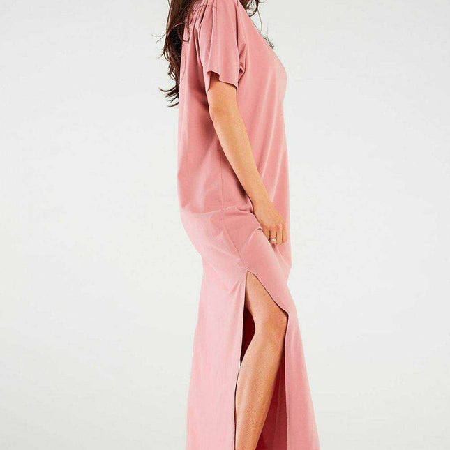 Feminine Elegance Side-Slit Maxi Dress