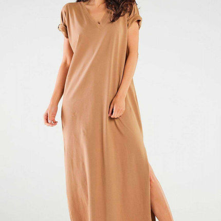 Feminine Elegance Side-Slit Maxi Dress