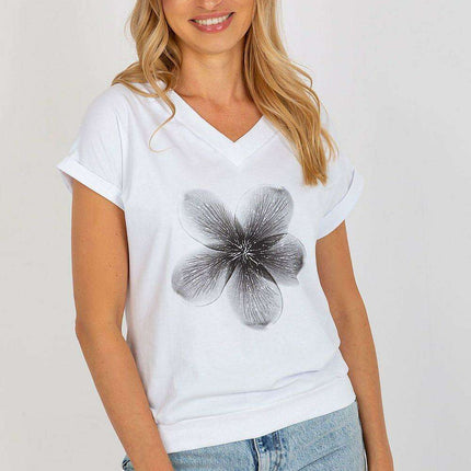 Chic Short Sleeve Cotton Blouse With Parisian Print