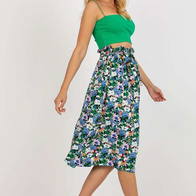 Parisian Elegance Floral Skirt With Adjustable Waist