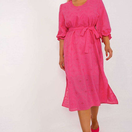 Stylish Plus Size Cotton Dress with Elegant Embroidery