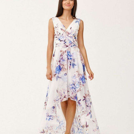 Elegant Floral Chiffon Maxi Dress with Stylish Envelope Neckline for Special Occasions