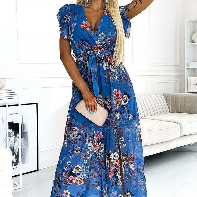 Elegant Floral Chiffon Cocktail Dress by Numoco