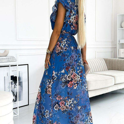 Elegant Floral Chiffon Cocktail Dress by Numoco