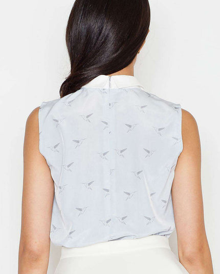 Bird-Inspired Chic Sleeveless Blouse - Women's Elegant Top
