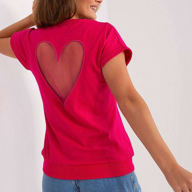 Elegant Heart Mesh Back Top
