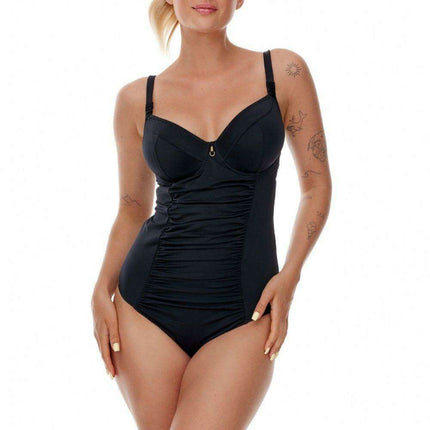 Allure Elegance Open-Back Black One-Piece Swimsuit