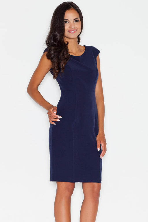 Sophisticated Midi Pencil Dress with Round Neckline by Figl