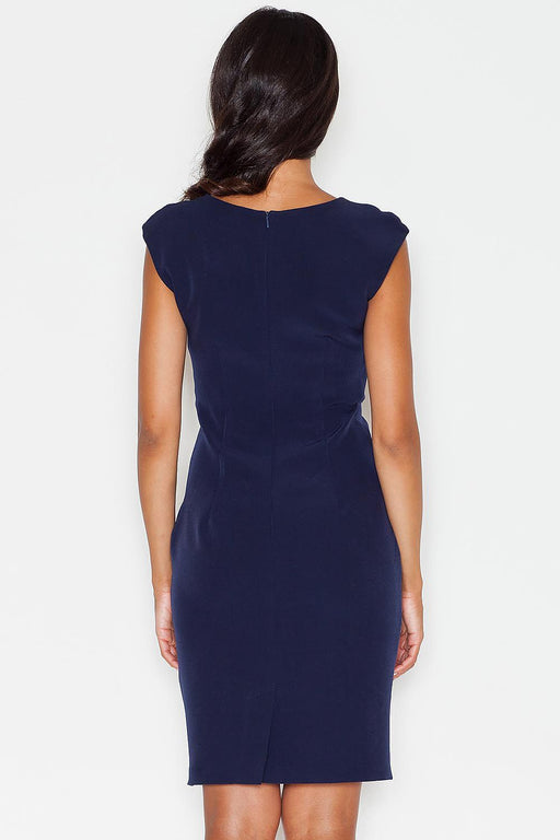 Sophisticated Midi Pencil Dress with Round Neckline by Figl