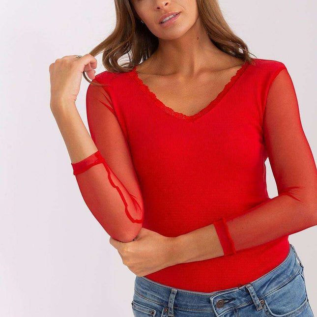 Parisian Charm Sheer Sleeve Blouse Elegant European Top