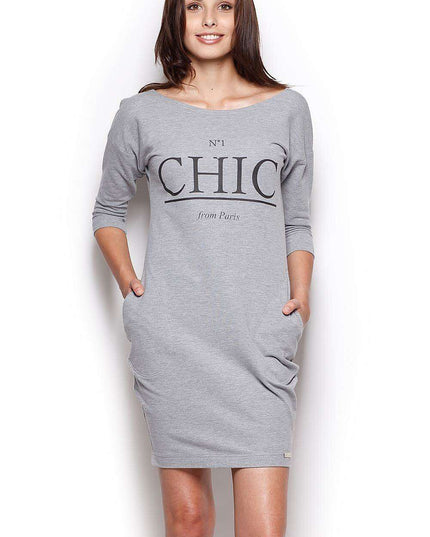 Stylish Comfort: Printed Kimono Sleeve Dress with Pockets