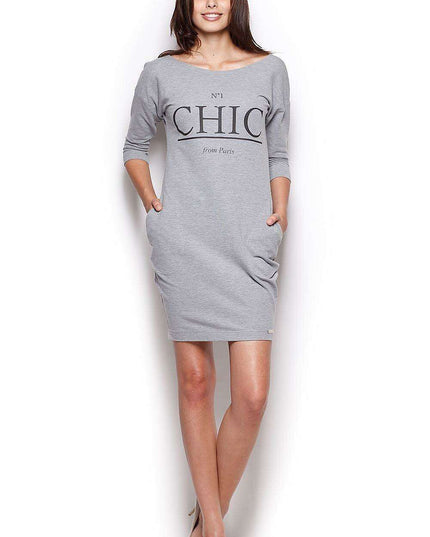 Stylish Comfort: Printed Kimono Sleeve Dress with Pockets