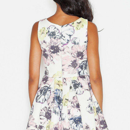 Elegant Floral Print Sleeveless Fit-and-Flare Dress - Chic Daytime Style