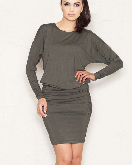 Stylish Viscose Kimono Sleeve Dress with Trendy Bat Cut - Style 43740