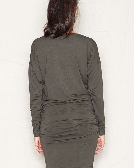 Stylish Viscose Kimono Sleeve Dress with Trendy Bat Cut - Style 43740