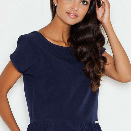 Sophisticated Frill Short Sleeve Blouse in Luxe Polyester & Spandex Blend