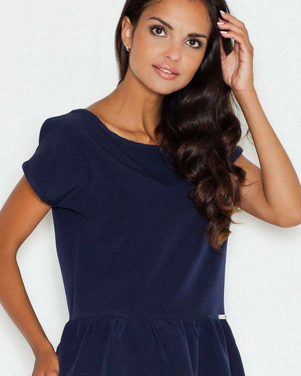 Sophisticated Frill Short Sleeve Blouse in Luxe Polyester & Spandex Blend