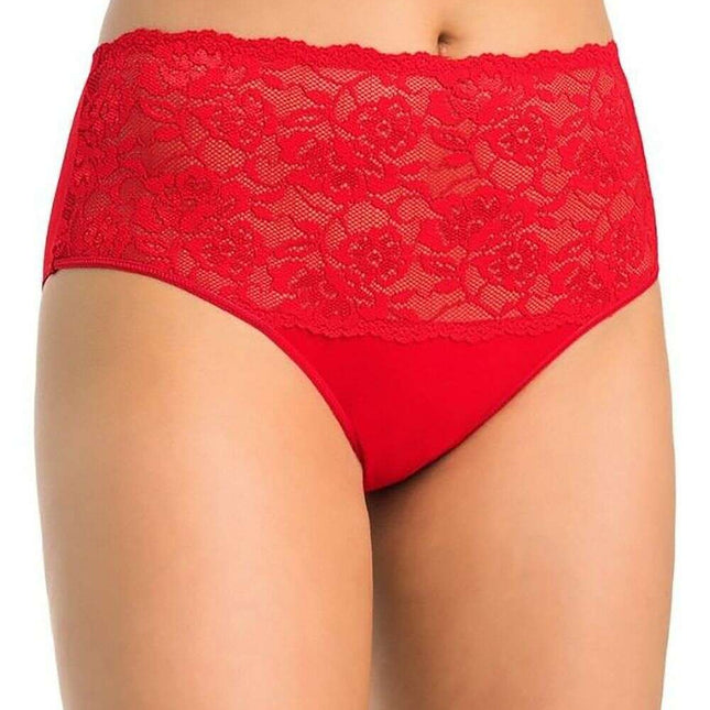 Three-Pack High Waisted Cotton Panties with Floral Lace Sides