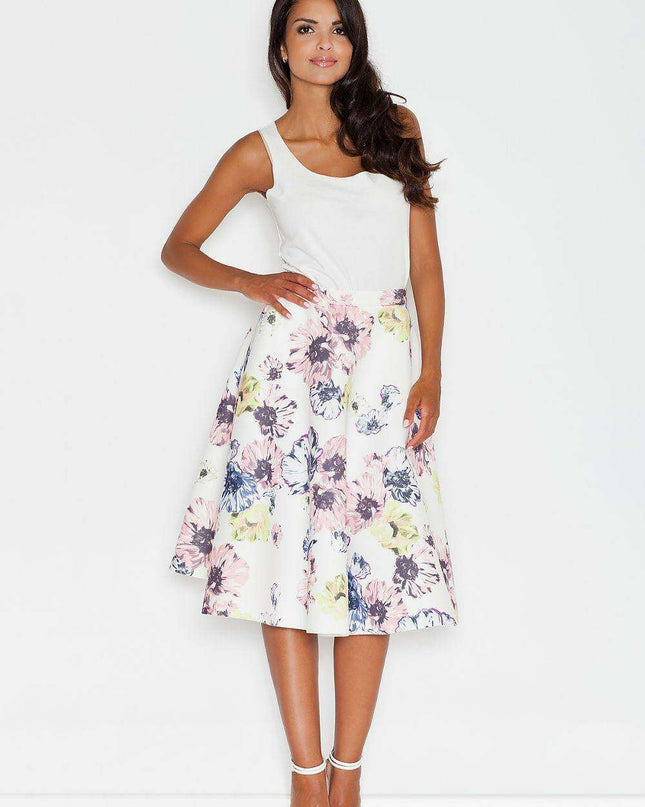Floral Fantasy Flared Midi Skirt - Figl's Charming Elegance