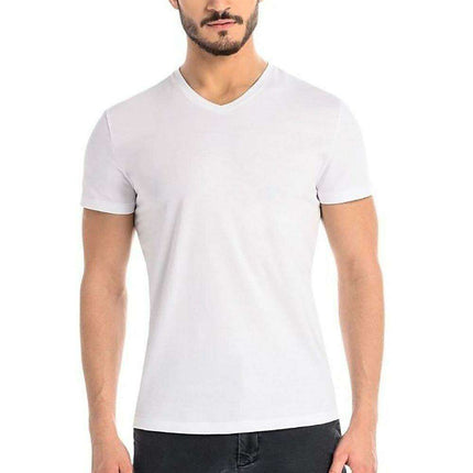 Stylish White Cotton Men's T-Shirt with Unique Shoulder Design