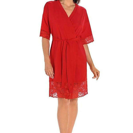 Ruby Floral Lace Viscose Women's Knee-Length Robe