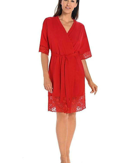 Ruby Floral Lace Viscose Women's Knee-Length Robe