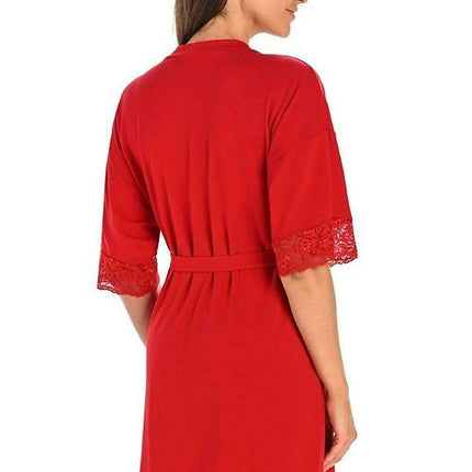Ruby Floral Lace Viscose Women's Knee-Length Robe