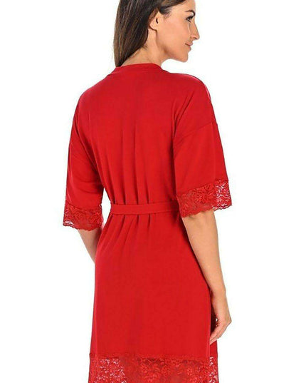 Ruby Floral Lace Viscose Women's Knee-Length Robe