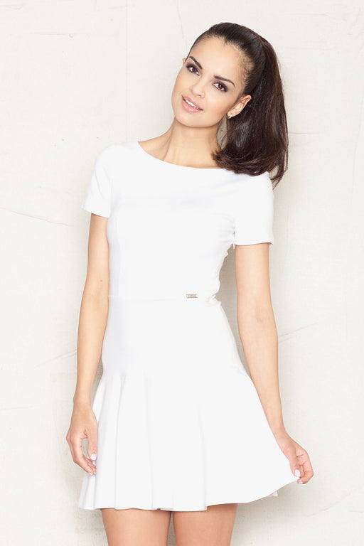 Charming Cotton Daydress with Frill Trim - Women's Girly Short Sleeve Dress