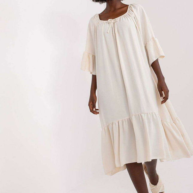 Elegant Italian Summer Frill Dress For Women Lightweight