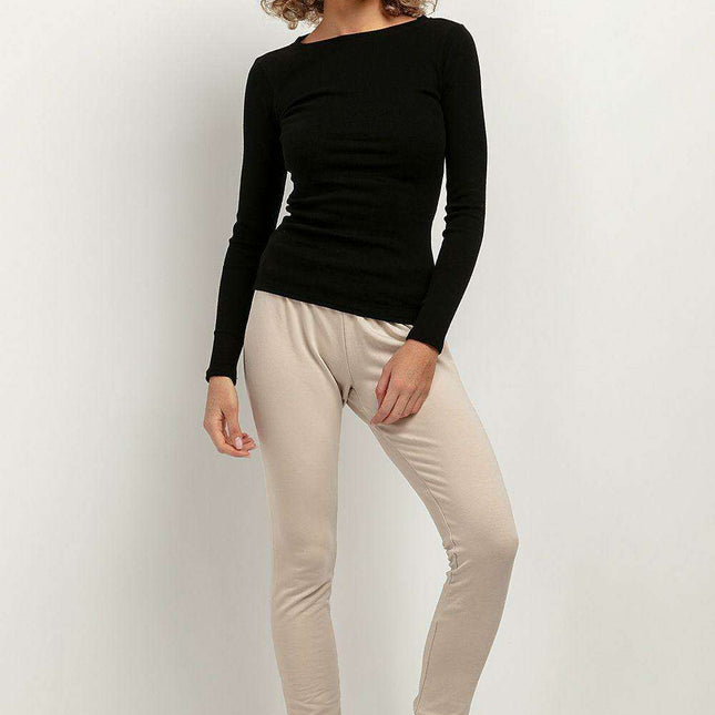 Ribbed Elegance Boat Neck Blouse