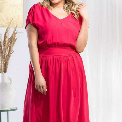 Aniceta Chic Plus Size Midi Dress - Flared Elegance for Modern Women