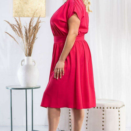 Aniceta Chic Plus Size Midi Dress - Flared Elegance for Modern Women