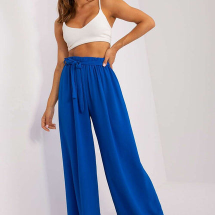 Elegant Wide-Leg Summer Trousers with Chic Waist Detail for Women